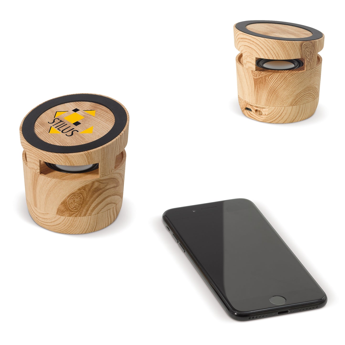 Houten look speaker 3W & draadloos laadstation 5W