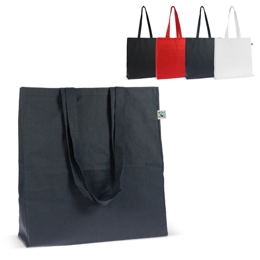 Fairtrade katoenen tas gekleurd lang 140g/m² 38x10x42cm